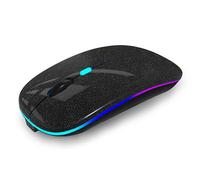 WREANU Ratón inalámbrico Bluetooth recargable para portátil con luces LED, silencioso, uso delgado (BT5.2 y receptor USB portátil de 2.4 G), mouse de computadora de modo dual para laptop/iPad/Tablet