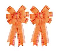 Wreath Bow - Bow Decoration | Decorative Bows | Fall Bows for Wreaths Decorations | 2 Piece Ribbons for Craft Supplies Seasonal Decoration Holiday Kitchen Indoor Farmhouse Front Door Autumn Harvest