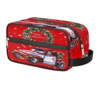 Wreath Cars - Bolsa de maquillaje de Navidad para mujeres, hombres, niños, niñas, niños, niñas, niños, bolsa de lavado de Navidad, bolsa de viaje para artículos de aseo personal, organizador de
