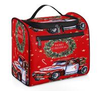 Wreath Cars - Bolsa de maquillaje de viaje para mujeres, hombres, niñas, niños, color rojo, 11.2 L, bolsa de aseo colgante, artículos de tocador, organizador de cosméticos, bolsa de ducha, color,