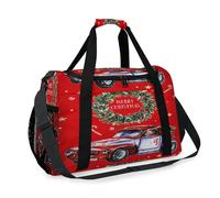 Wreath Cars - Bolsa de viaje de Navidad para niñas, niños, mujeres y hombres, color rojo, para fin de semana, fin de semana, bolsa de hombro, bolsa de equipaje para viajes, deportes, gimnasio