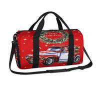 Wreath Cars - Bolsas de lona deportivas de Navidad, color rojo, para fin de semana, para pasar la noche, para viajes, gimnasio, equipaje, para niños, niñas, niños, mujeres y hombres