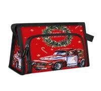 Wreath Cars - Neceser de viaje de Navidad para mujeres, hombres, niñas, niños, color rojo, bolsa de maquillaje, bolsa de maquillaje, organizador de cosméticos, bolsa de ducha, color, M, Organizador de