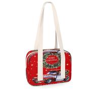 Wreath Cars - Pequeñas bolsas de lona deportivas de Navidad, color rojo, bolsa de gimnasio, ligera, casual, bolsa organizadora de deportes para niños, niñas, niños, mujeres y hombres