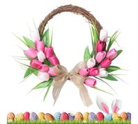Wreath For Front Door | Bohemian Easter Floral Circle | Spring Fabric PE Outdoor Hanging Decor | Wedding Wall Party Supplies Seasonal