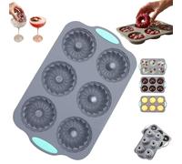 Wreath Ice Mold, Christmas Shaped Silicone Ice Cube Making Trays, Christmas Wreath Ice Mold, 6 Hole Silicone DIY Mold Suitable, Easy Release for Donuts Chocolate Ice Cream Cakes (D)