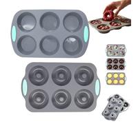Wreath Ice Mold, Christmas Shaped Silicone Ice Cube Making Trays, Christmas Wreath Ice Mold, 6 Hole Silicone DIY Mold Suitable, Easy Release for Donuts Chocolate Ice Cream Cakes (C+E)
