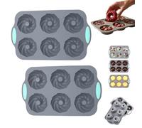 Wreath Ice Mold, Christmas Shaped Silicone Ice Cube Making Trays, Christmas Wreath Ice Mold, 6 Hole Silicone DIY Mold Suitable, Easy Release for Donuts Chocolate Ice Cream Cakes (B*2)