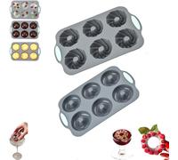 Wreath Ice Mold, Wreath Ice Mold for Holiday Cocktails, 6 Hole Silicone Cube Trays Suitable for Holiday Cocktails/Chocolate/Desserts (2PCS-AE)