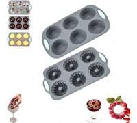 Wreath Ice Mold, Wreath Ice Mold for Holiday Cocktails, 6 Hole Silicone Cube Trays Suitable for Holiday Cocktails/Chocolate/Desserts (2PCS-BC)