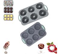 Wreath Ice Mold, Wreath Ice Mold for Holiday Cocktails, 6 Hole Silicone Cube Trays Suitable for Holiday Cocktails/Chocolate/Desserts (2PCS-DE)