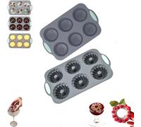 Wreath Ice Mold, Wreath Ice Mold for Holiday Cocktails, 6 Hole Silicone Cube Trays Suitable for Holiday Cocktails/Chocolate/Desserts (2PCS-BD)