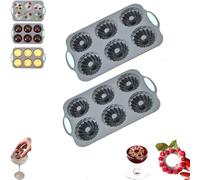 Wreath Ice Mold, Wreath Ice Mold for Holiday Cocktails, 6 Hole Silicone Cube Trays Suitable for Holiday Cocktails/Chocolate/Desserts (2PCS-BB)