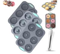 Wreath Ice Mold, Wreath Ice Mold for Holiday Cocktails, 6 Hole Wreaths Ices Cubes, Silicone Christmas Wreaths Ices Cube Tray, for Cubes, Donuts, Soap & Chocolate, Easy Release (Q)