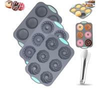 Wreath Ice Mold, Wreath Ice Mold for Holiday Cocktails, 6 Hole Wreaths Ices Cubes, Silicone Christmas Wreaths Ices Cube Tray, for Cubes, Donuts, Soap & Chocolate, Easy Release (U)