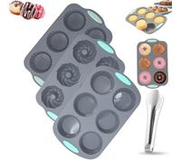Wreath Ice Mold, Wreath Ice Mold for Holiday Cocktails, 6 Hole Wreaths Ices Cubes, Silicone Christmas Wreaths Ices Cube Tray, for Cubes, Donuts, Soap & Chocolate, Easy Release (S)