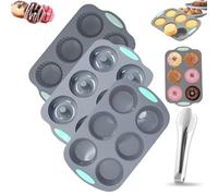 Wreath Ice Mold, Wreath Ice Mold for Holiday Cocktails, 6 Hole Wreaths Ices Cubes, Silicone Christmas Wreaths Ices Cube Tray, for Cubes, Donuts, Soap & Chocolate, Easy Release (P)
