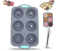 Wreath Ice Mold, Wreath Ice Mold for Holiday Cocktails, 6 Hole Wreaths Ices Cubes, Silicone Christmas Wreaths Ices Cube Tray, for Cubes, Donuts, Soap & Chocolate, Easy Release (E)