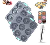 Wreath Ice Mold, Wreath Ice Mold for Holiday Cocktails, 6 Hole Wreaths Ices Cubes, Silicone Christmas Wreaths Ices Cube Tray, for Cubes, Donuts, Soap & Chocolate, Easy Release (X)