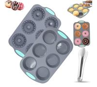 Wreath Ice Mold, Wreath Ice Mold for Holiday Cocktails, 6 Hole Wreaths Ices Cubes, Silicone Christmas Wreaths Ices Cube Tray, for Cubes, Donuts, Soap & Chocolate, Easy Release (M)