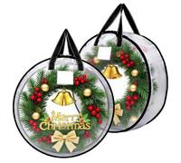 Wreath Storage Container - 2 Pieces Transparent Garland Container, Garland Decor Organizer | Clear Circular Protective Pouch For Christmas Halloween Holiday Festival Apartment Wardrobe Garage Attic