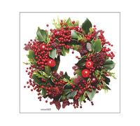 Wreath Window Stickers - Self-Adhesive,15.3 Inch Christmas Garland Wall Stickers, Simulation Pine and Cypress Acacia Flower Wreath | Adhesive Holiday Sticker For Bedroom, Living Room, Nursery