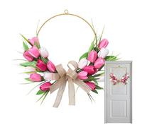 Wreaths For Front Door,40x40cm Bohemian Artificial Flower Decor,Outdoor Front Door Wreaths - Simplified Installation For Wall Porch Window Valentine's Day Easter Weddings Housewarming Parties