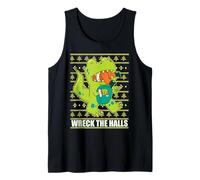 Wreck The Halls T-Rex Dinosaurio Tyrannosaurus Meme de Navidad Camiseta sin Mangas