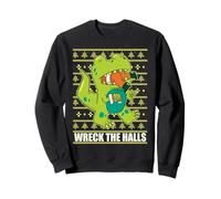 Wreck The Halls T-Rex Dinosaurio Tyrannosaurus Meme de Navidad Sudadera
