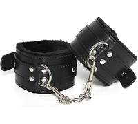 WreGmgg ̣ σ ¡Esposas clásicas de cuero negro para mayor seguridad y buen gusto!
