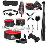 WreGmgg 11 Piezas De Cuero CinturóN Cadera Entrenador Conjunto De Fitness Interior, Equipado con LáTigo De Cuero Y Esposas - D5