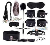 WreGmgg 11 Piezas De Cuero CinturóN Cadera Entrenador Conjunto De Fitness Interior, Equipado con LáTigo De Cuero Y Esposas - D5