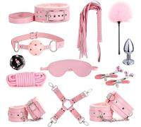 WreGmgg 12 Piezas con cinturón de Entrenamiento de Cuero Rosa, cinturón de Yoga con Accesorios Ajustables - H