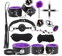 WreGmgg 12 Piezas De Cuero PúRpura Al Aire Libre Ajustable Conjunto De Ejercicio, Conjunto De Gimnasio Interior, con MáScara para Los Ojos del SueñO - D11