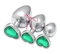 WreGmgg Accesorio De Entrenamiento Exquisito De Acero Inoxidable De Tres Piezas, Base De Lujo Ligera Incrustada De Diamante En Forma De CorazóN, Diamante De 11 Colores Opcional + Z + 36 (Verde)