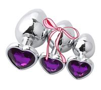 WreGmgg Accesorio De Entrenamiento Exquisito De Acero Inoxidable De Tres Piezas, Base De Lujo Ligera Incrustada De Diamante En Forma De CorazóN, Diamante De 11 Colores Opcional + Z + 36 (PúRpura)