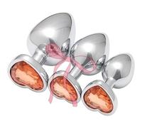 WreGmgg Accesorio De Entrenamiento Exquisito De Acero Inoxidable De Tres Piezas, Base De Lujo Ligera Incrustada De Diamante En Forma De CorazóN, Diamante De 11 Colores Opcional + Z + 36 (Naranja)