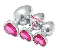 WreGmgg Accesorio De Entrenamiento Exquisito De Acero Inoxidable De Tres Piezas, Base De Lujo Ligera Incrustada De Diamante En Forma De CorazóN, Diamante De 11 Colores Opcional + Z + 36 (Rojo Rosa)