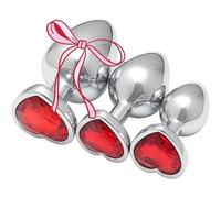 WreGmgg Accesorio De Entrenamiento Exquisito De Acero Inoxidable De Tres Piezas, Base De Lujo Ligera Incrustada De Diamante En Forma De CorazóN, Diamante De 11 Colores Opcional + Z + 36 (Rojo)