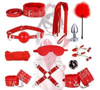 WreGmgg Accesorios De Dormitorio Juego De 12 Piezas De Cuero Rojo-Q