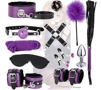 WreGmgg Accesorios De Entrenamiento Atlético, Juego Combinado De 12 Piezas De Cuero (morado Y Negro)-Q