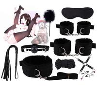 WreGmgg Conjunto De 10 Piezas De Herramientas Ajustables Multifuncionales Negras, Conjunto De Entrenamiento Y Ejercicio De Yoga De Peluche De Nylon, Regalo para Parejas - H