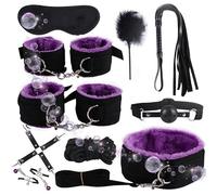 WreGmgg Conjunto De 10 Piezas De Pluma PúRpura Conjunto De CombinacióN De Entrenamiento De Fitness Interior, con Accesorios Ajustables Y MáScara De Ojos - D7
