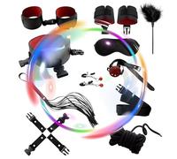 WreGmgg Conjunto De Ejercicio De Yoga Al Aire Libre De Esponja De Cuero De 10 Piezas, 4 Colores para Elegir, MáScara De Ojos Y Hebilla Cruzada con Cuerda De Nylon, Regalo De Pareja (Rojo) - D2