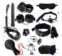 WreGmgg Conjunto De Nylon De 12 Piezas, Conjunto De Entrenamiento del Dormitorio con MáScara para Los Ojos del SueñO Y Palo De Pluma - D5 (Negro)