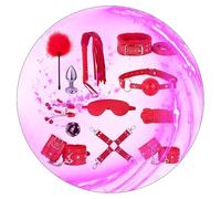 WreGmgg Cuero 12 Piezas Dormitorio Entrenamiento Conjunto para Mejorar La Fuerza Muscular, Conjunto De Fitness con CordóN De Nylon - Accesorios De Entrenamiento-D8 (Rojo)