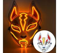 WreGmgg LED Máscara De Zorro Led Mascara Halloween Costume Masque Adulte,18 Colores,Deguisement Adulte Scream Michael Myers Cyberpunk Disfraz Cosplay ((Naranja))