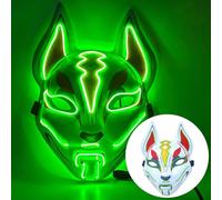 WreGmgg LED Máscara De Zorro Led Mascara Halloween Costume Masque Adulte,18 Colores, Deguisement Adulte Scream Michael Myers Cyberpunk Disfraz Cosplay ((Verde claro))