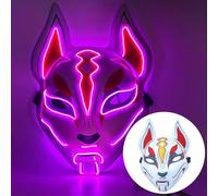 WreGmgg LED Máscara De Zorro Led Mascara Halloween Costume Masque Adulte,18 Colores,Deguisement Adulte Scream Michael Myers Cyberpunk Disfraz Cosplay ((Rosa))