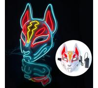 WreGmgg LED Máscara De Zorro Led Mascara Halloween Costume Masque Adulte,18 Colores,fortnite Deguisement Adulte Scream Michael Myers Cyberpunk Disfraz Cosplay ((Rojo+Azul+Amarillo))
